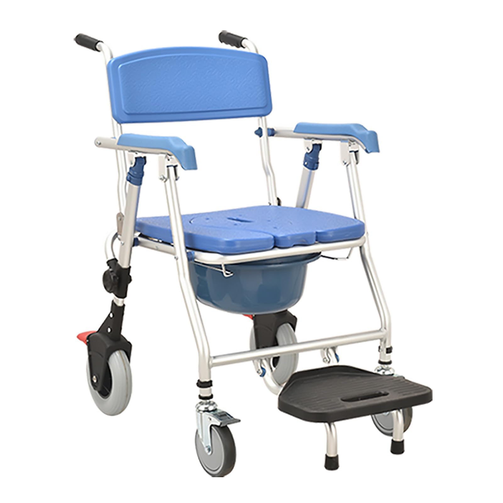 HAILM Silla Ducha Plegable Ligera Aluminio Durable - Silla Inodoro Cómoda con Ruedas - Inodoros Cabecera para Ancianos - Silla Ducha para Ancianos y Discapacitados