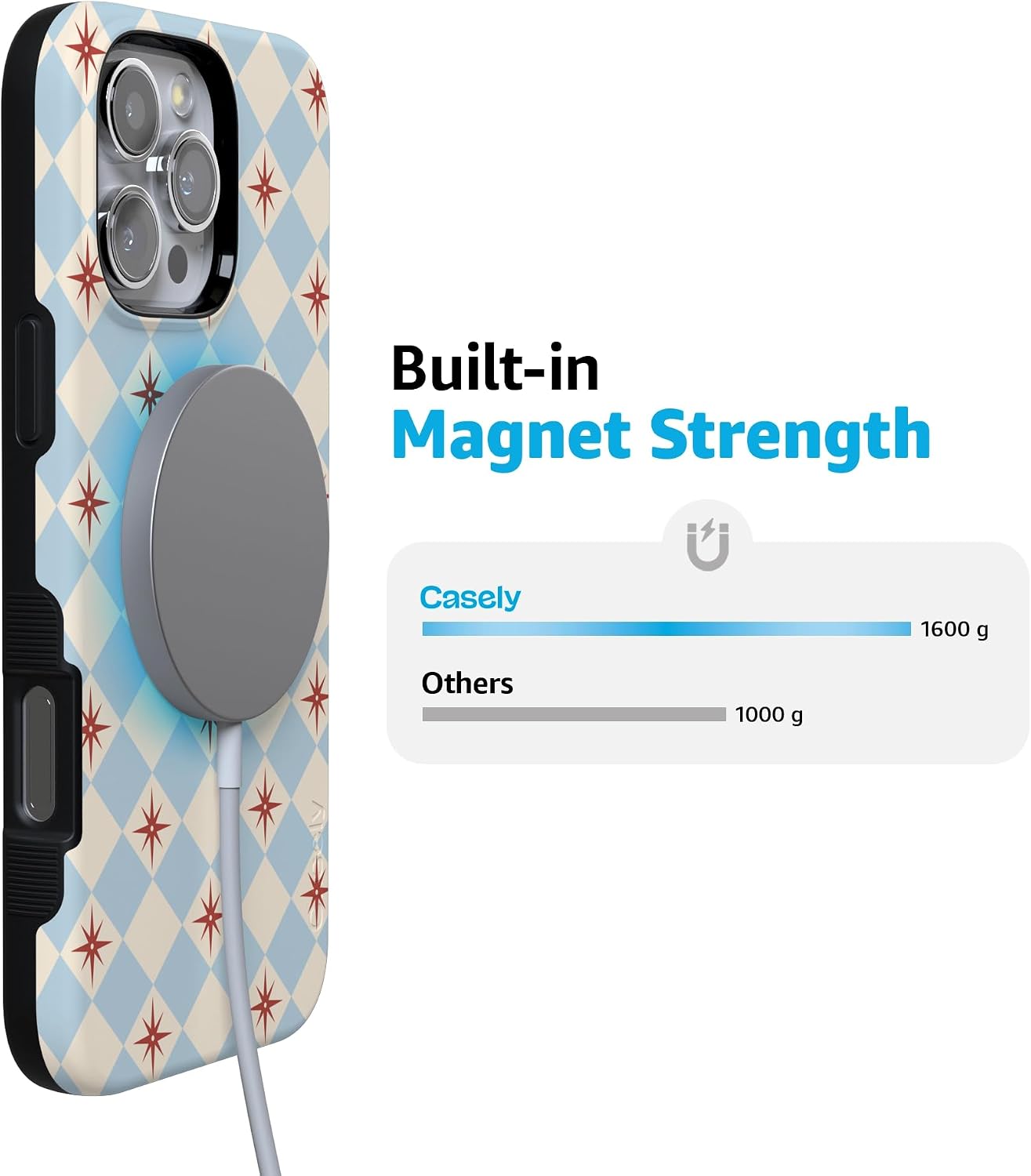 Casely iPhone 16 Pro Max Case | Chelsea Checker | Starlight Tiles | Bold Protective Design | Compatible with MagSafe