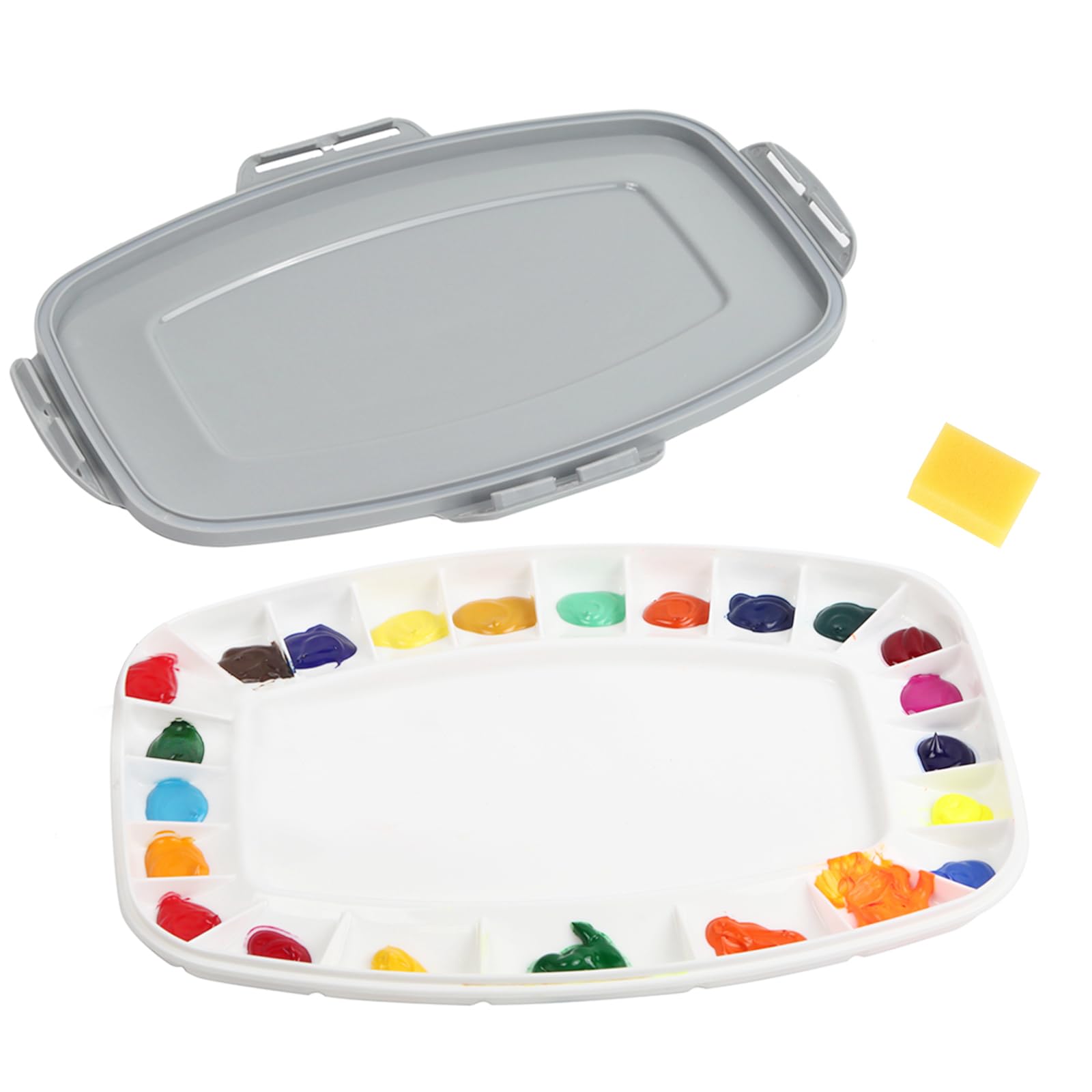 Falling in Art Paint Palette with Lid, Airtight Leak-Proof Watercolor Palette with a Cleaning Sponge, 23 Paint Wells Acrylic Palette, 13 Inches by 9 1/4 Inches