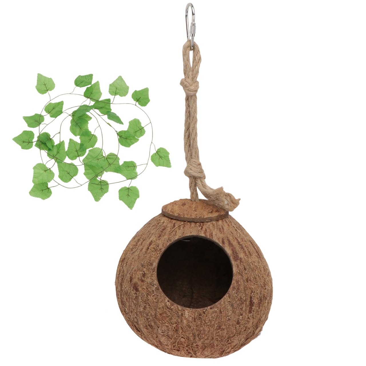 Healifty Coconut Nest Vine Set 5.12In Reptile Sleeping House for Crested Gecko Small Pet Hideout Lizard Habitat Decor