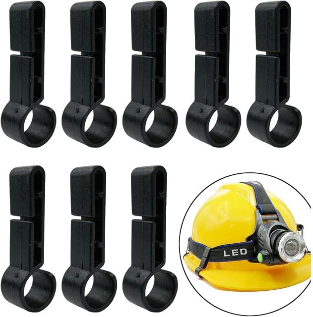 GuangTouL Headlamps Clips, 8 pieces Helmet Headlamp Clips Hardhat Hooks for Various Headlamp and Hard Hat