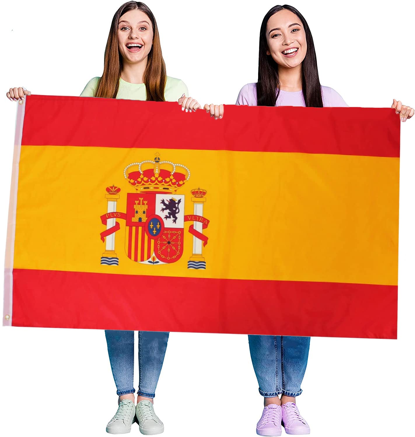 Spain Flag Fancy Dress Decoration x6 - Spanish Large Flag with Grommets Approx 5 Ft x 3 Ft - Football, Rugby - Sporting Events, Street Parties, Festivals and Celebrations