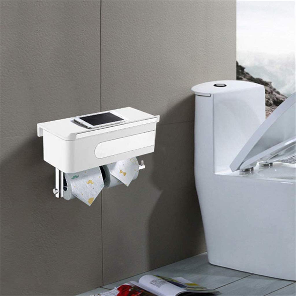 Stały uchwyt na papier toaletowy, Toilet Paper Holder ABS And Copper Alloy Wall Mount With Shelf For Phone Tablet Glasses