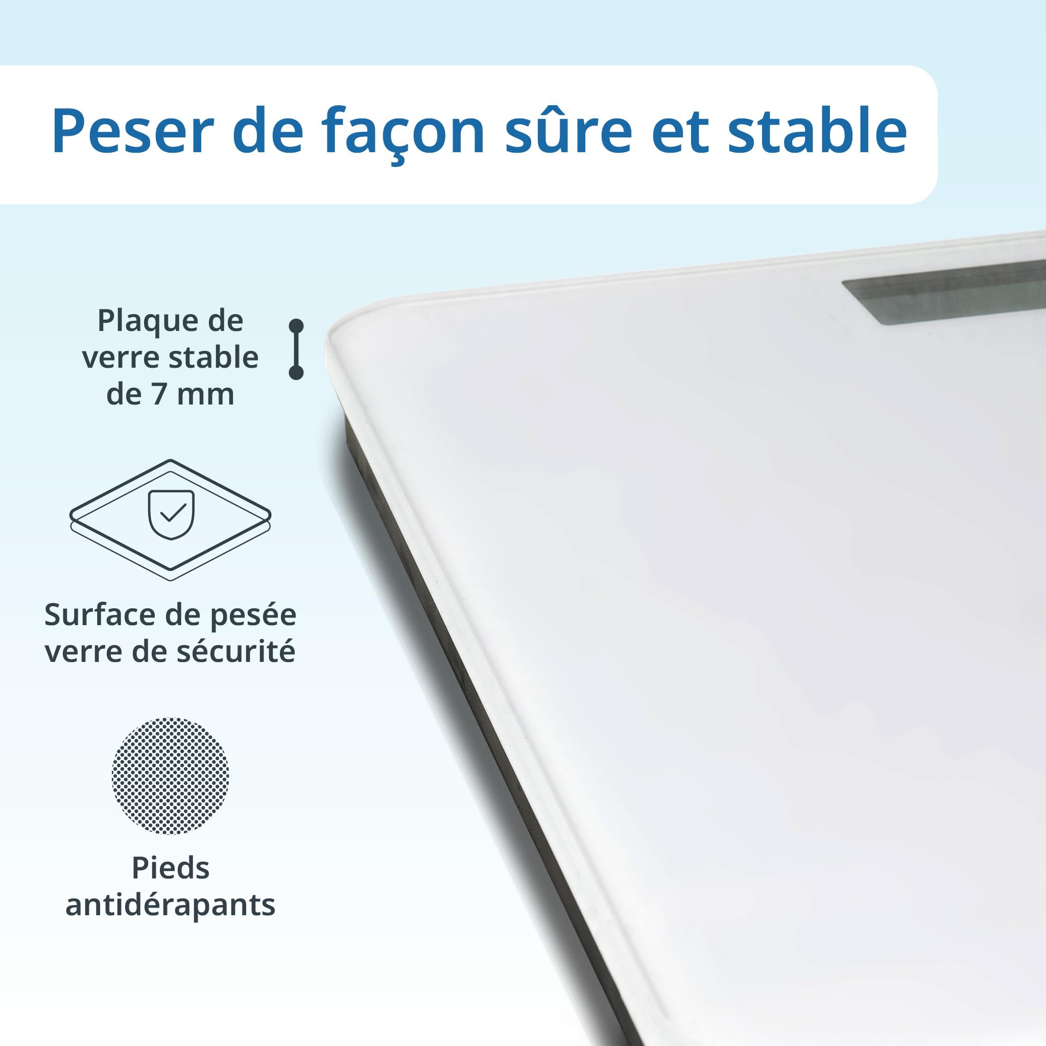ADE Pèse-personne parlant Gina | Fonction vocale et annonce du poids jusqu'à 250 kg | 5 langues | Pèse-personne numérique en verre de sécurité