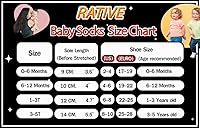 Vista 4 de RATIVE Calcetines de algodón antideslizantes antideslizantes con puños para bebés, niños y niñas