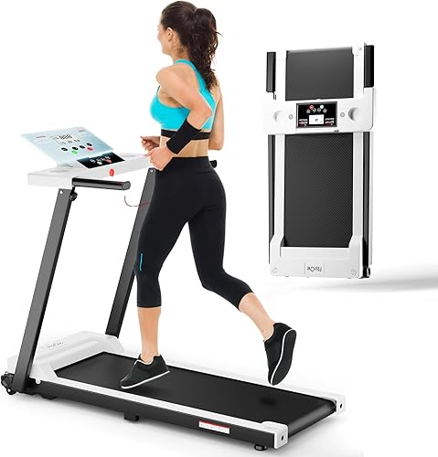 Miniatura 9 de Portable Foldable 3.0 HP Small Treadmills for Home Office with 300 LBS Capacity, Folding Running Walking Compact Treadmill with Handle Bar and LED