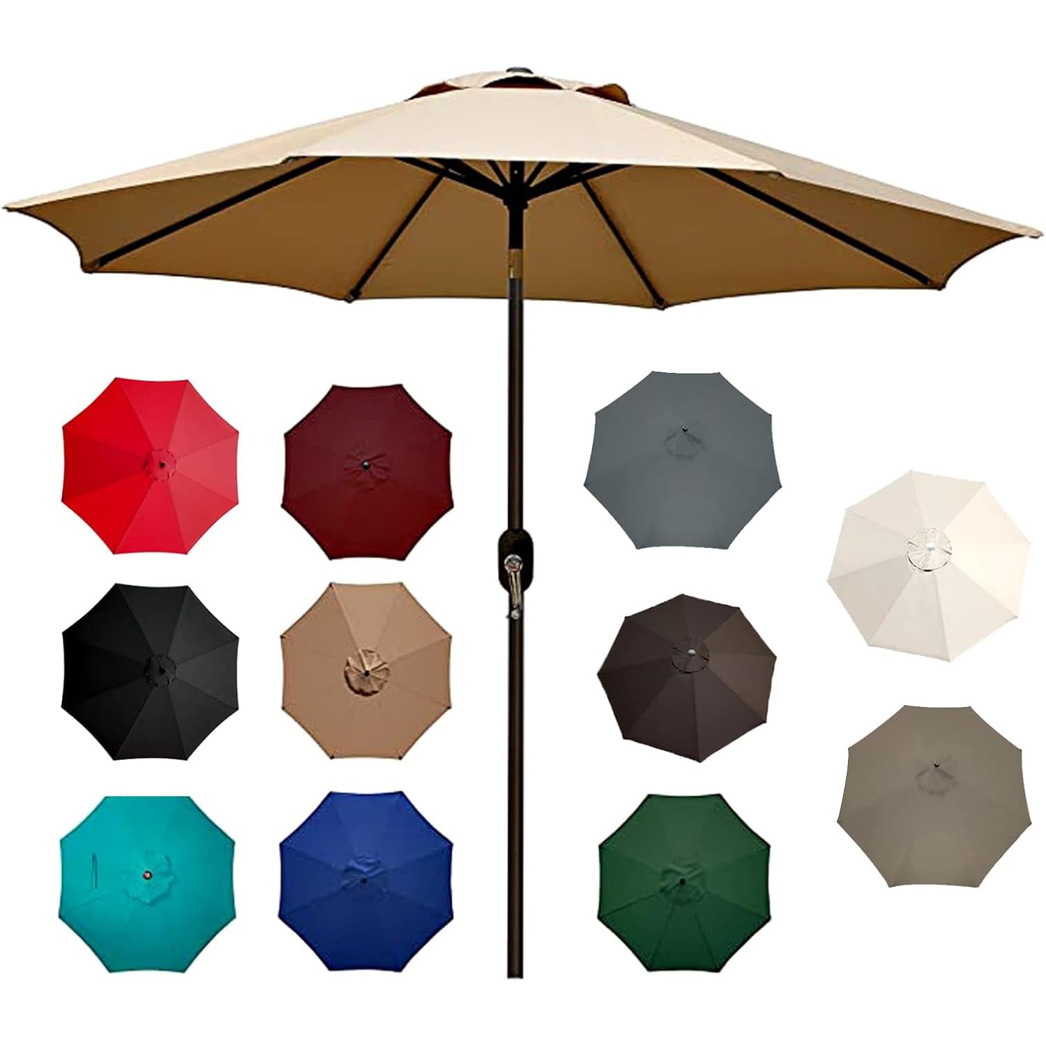 Copertura di ricambio per ombrellone, 270 cm, 6 puntoni, protezione UV 80, tessuto antivento, per spiaggia, patio, giardino, baldacchino da esterno (bordeaux, compatibile con 2 m-3 m)