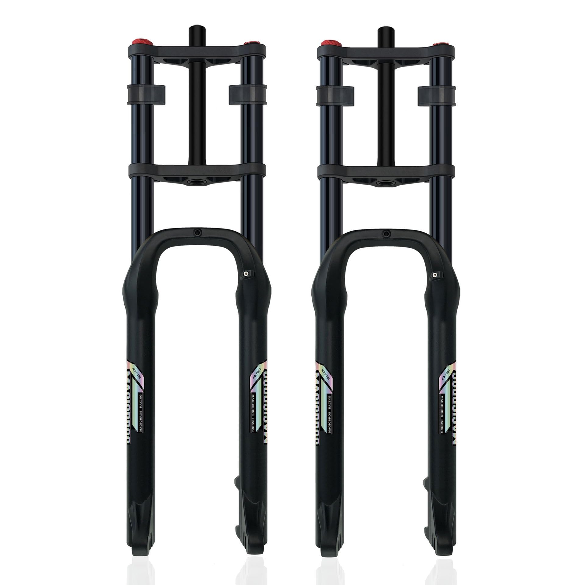 WIQUYBML 20/26 Inch Fat Mountain Bike Fork 4.0" Tire Snow Travel 190mm 1-1/8" Straight Double Shoulder Downhill Air 9 * 135mm QR Damping Adjust For Electric Front