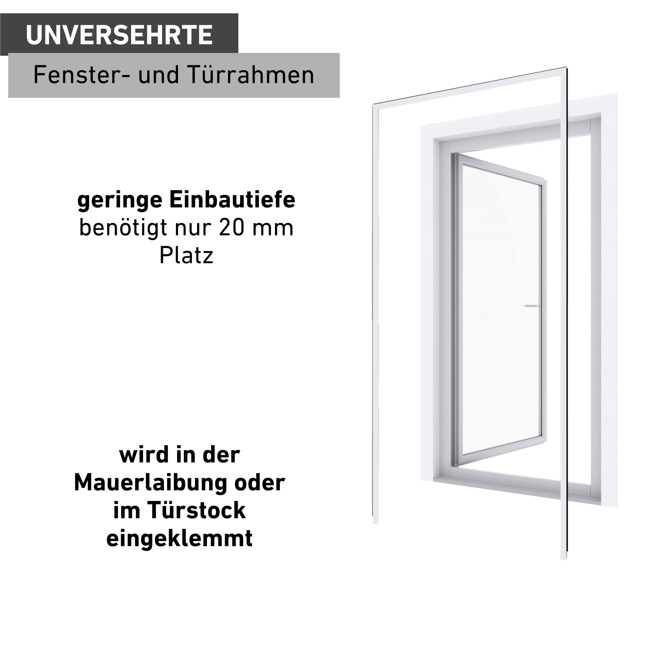 Windhager Insektenschutz Montagerahmen Premium bohrfrei Insektenschutzrahmen Fenster Türen montieren, individuell kürzbar, 125 x 245cm, anthrazit, 03857, anthrazit/grau