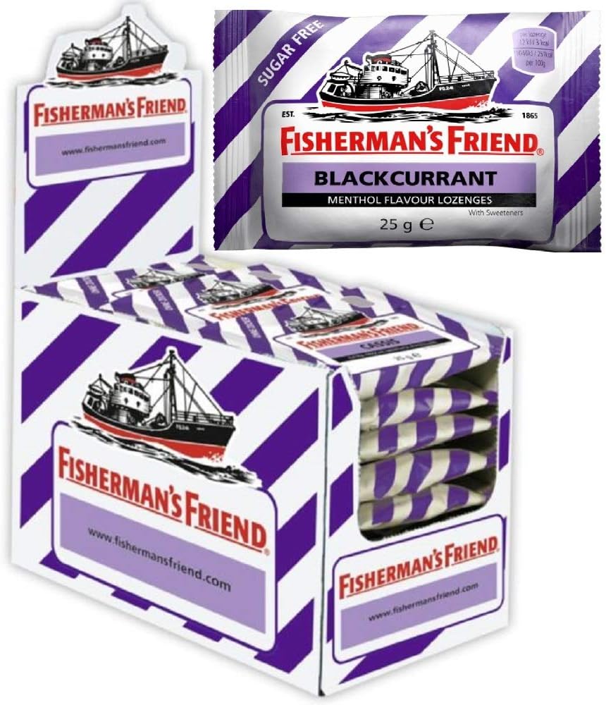 Fisherman’s Friend Blackcurrant Menthol Flavour Lozenges with Sweeteners 25g (Pack of 24)