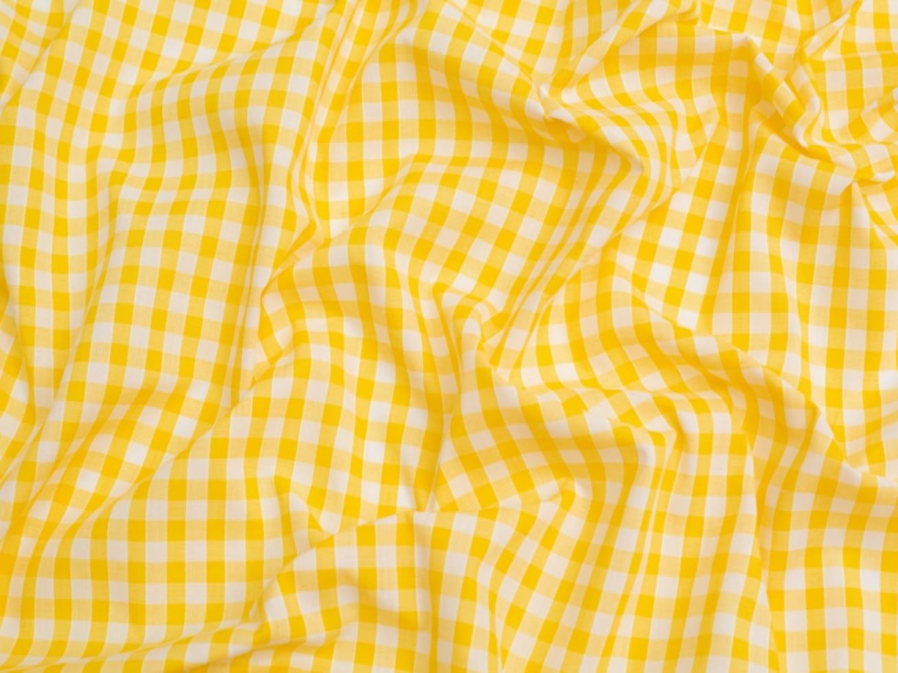 Minerva Yellow 1/4" Check Corded Gingham Dress Fabric - Per Metre