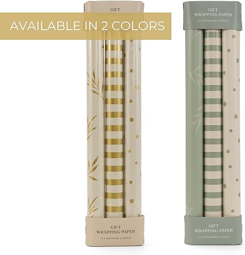Miniatura 7 de ZICOTO Hermosos rollos de papel de regalo para todas las ocasiones, juego de 3 rollos de calidad para bodas, cumpleaños, baby shower y Navidad,