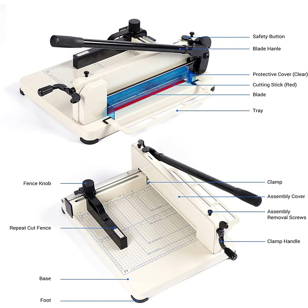 Taglierina manuale a ghigliottina, resistente, 0,1-36 mm, con griglie guida di taglio trasparenti per ufficio, casa, scuola