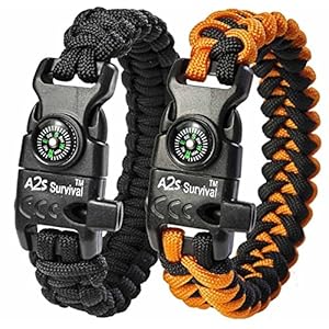 Paracord Bracelet K2-Peak – Survival Bracelets with Embedded Compass Whistle EDC Hiking Gear- Camping Gear Survival Gear…