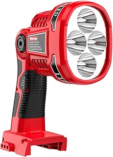 Cordless LED Work Light 12W 1120LM Flashlight Jobsite Light with 110 Degree Pivoting Head & USB Port Outdoor Spotlight Compatible with Milwaukee 14.4V 18V 20V 48-11-1828, 48-11-1840 48-11-1811