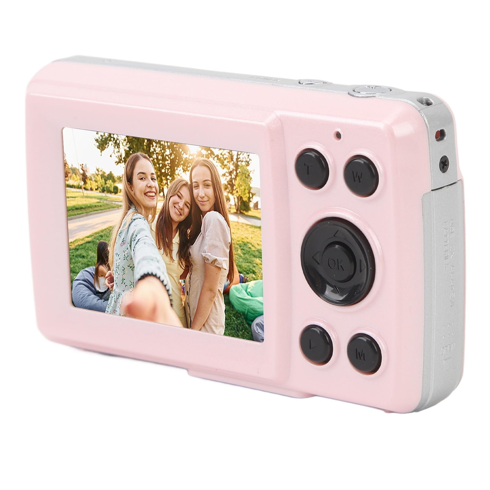 Small Digital Camera for Kids, Point and Shoot Portable Video Camera, 2.4 LCD Screen, 16X Zoom, 1080P, 16MP, Pink, Photography Gift for Boys Girls