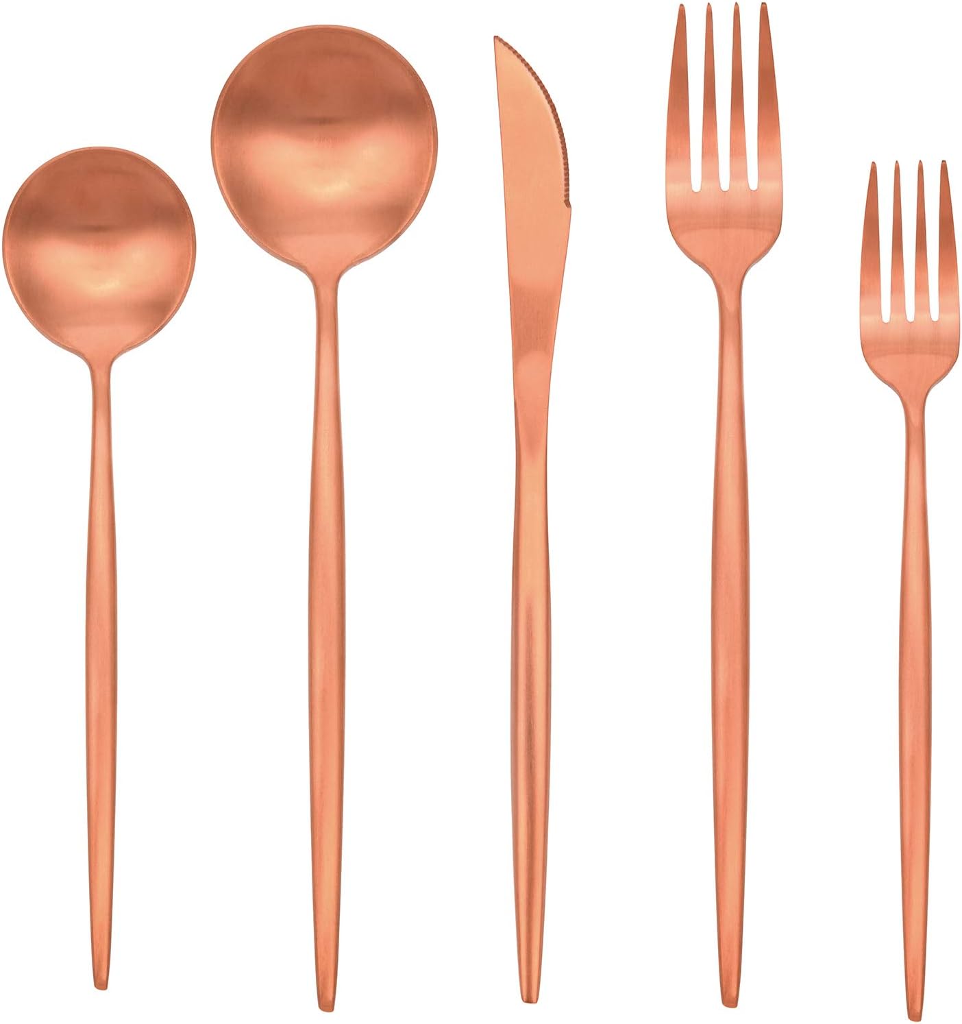 Nurdenx Rose Gold Silverware Set, 20Piece Satin Finish Flatware Set Service for 4