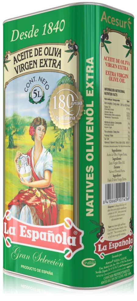 Aceite de oliva virgen extra Hacendado Gran Selección LA ESPAÑOLA - Aceite de Oliva Virgen Extra Gran Selección. Lata 5 Litros.