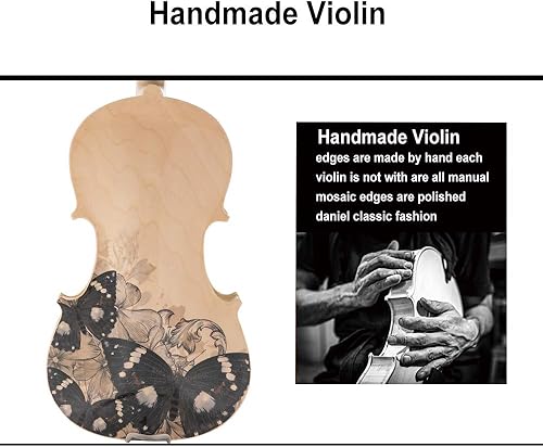 Miniatura 5 de Aliyes Juego de violín artístico distintivo diseñado para principiantes, estudiantes, niños y adultos con estuche rígido, lazo, cuerdas adicionales