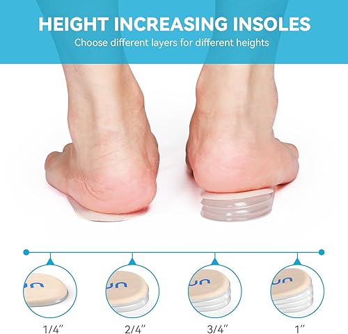 Miniatura 9 de Insertos de elevación de talón para zapatos de mujer  4 capas ajustables ortopédicas para mujeres desiguales  Inserciones de talón de gel para
