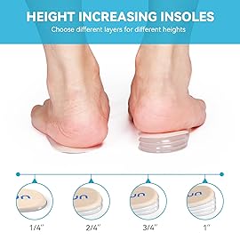 Sumifun Heel Lift, 4-Layer 1 Inch Gel Shoe Lifts for Women Uneven Legs, Adjustable Orthopedic Heel Lifts for Heel Pain and Leg Length Discrepancy, Heel Wedge Inserts 1/4 1/2 3/4 (Size L, Beige)