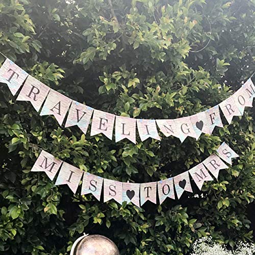 Traveling From Miss to Mrs Bridal Shower Banner, Bachelorette Party Decorations Supplies Kit for
