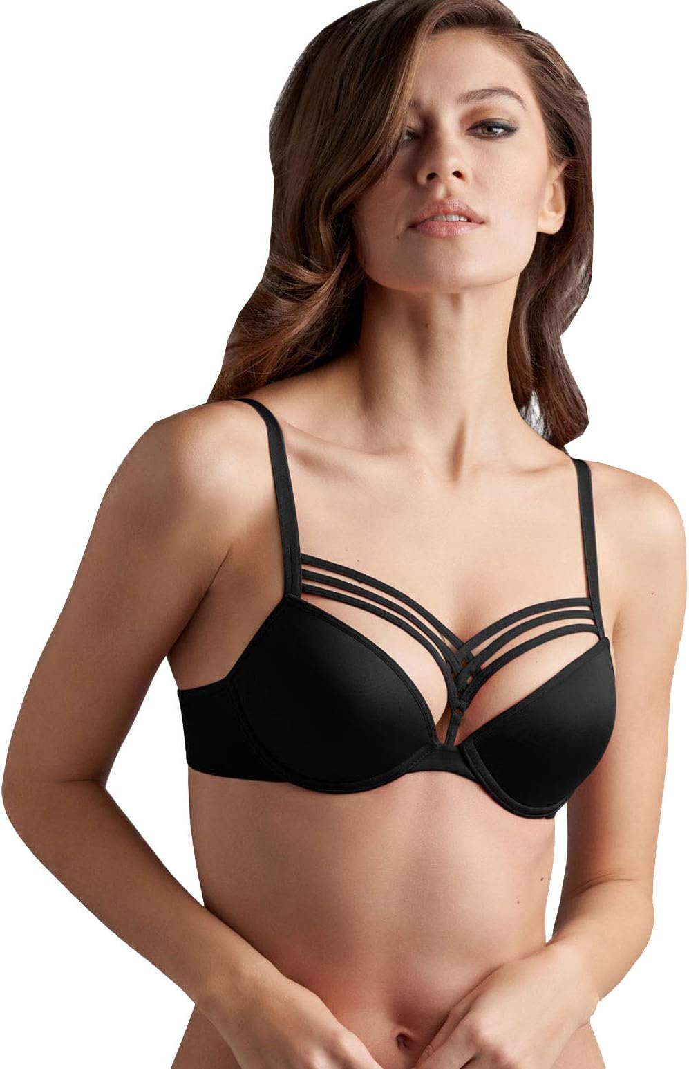 Marlies Dekkers 15421 Women's Dame de Paris Black Solid Colour Padded Underwired Longline Push Up Bra