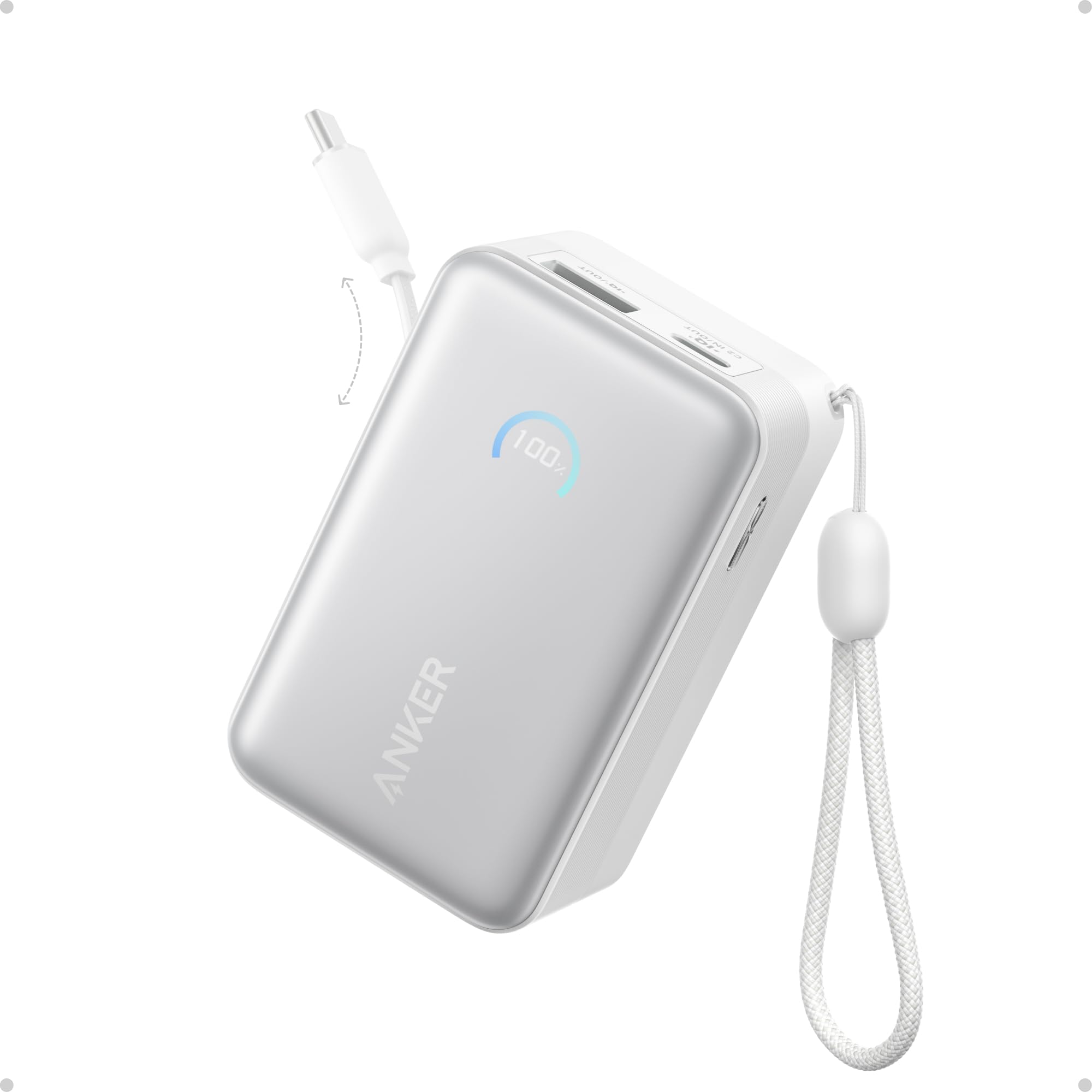 Anker Nano Power Bank, 10,000mAh Portable Charger with 2.3 ft