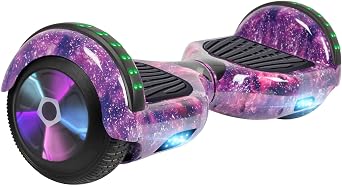 FLYING-ANT Self Balance Scooter, 6.5 Inch Self Balancing Scooter with Bluetooth and Flashing LED Lights, Hover Board for Kids Teenagers Starry Purple