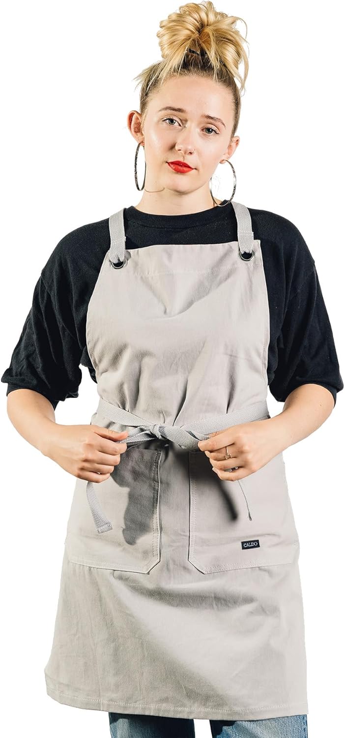 Black Cotton Crossback Kitchen Apron with Utility Pockets