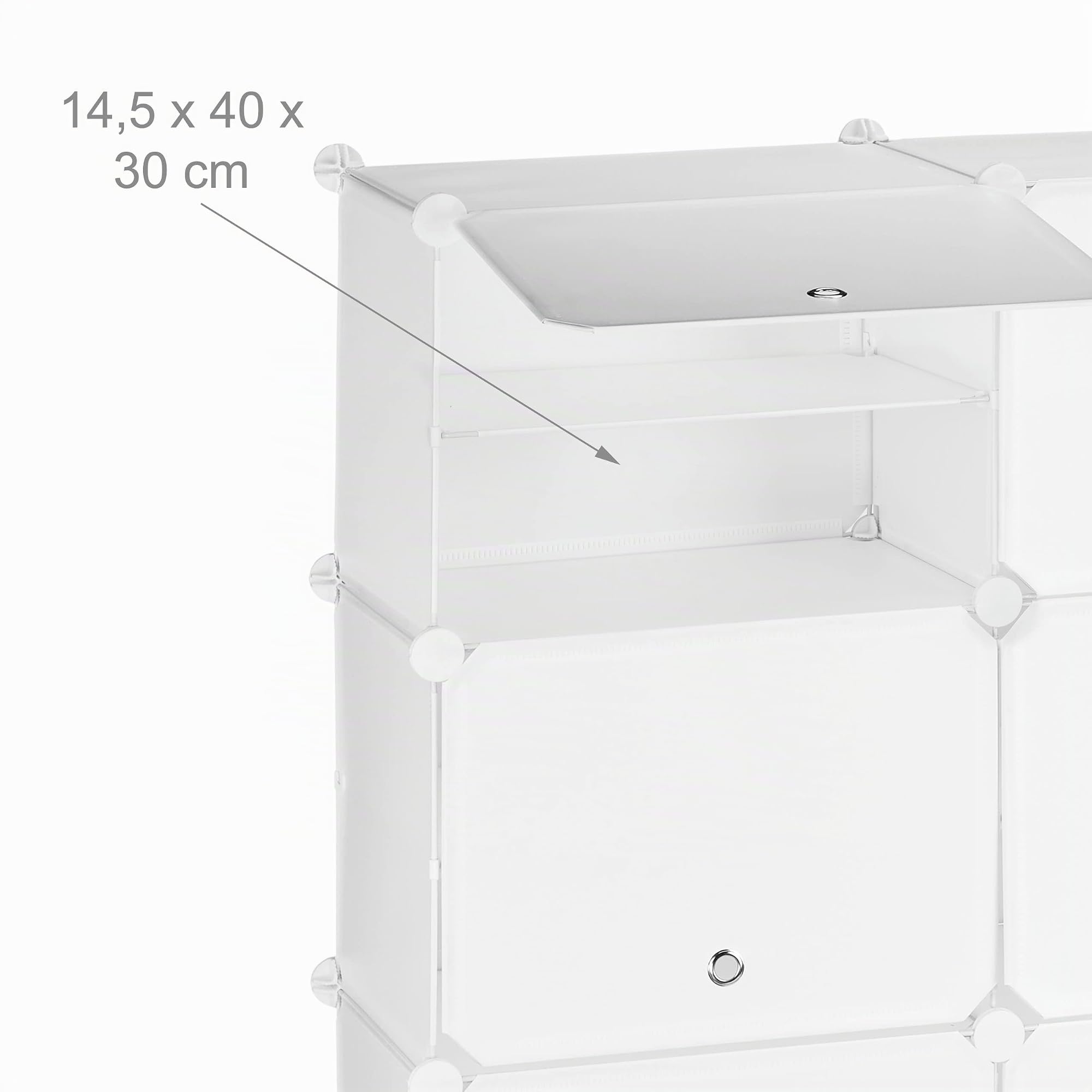 Relaxdays Scarpiera in Plastica, 24 Scomparti Chiusi con Ante, Scaffale Porta Scarpe, HxLxP: 125 x 125 x 32 cm, Bianco