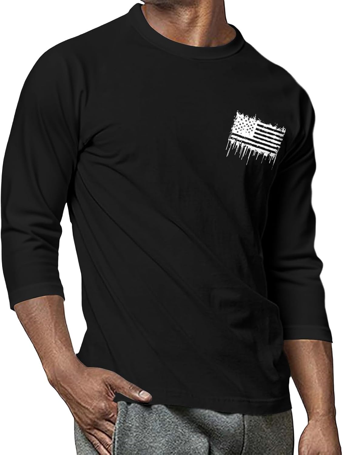 WENKOMG1 Men's Three Quarter Sleeve Graphic T Shirt Summer Casual Athletic Workout T-Shirt, S-3XL