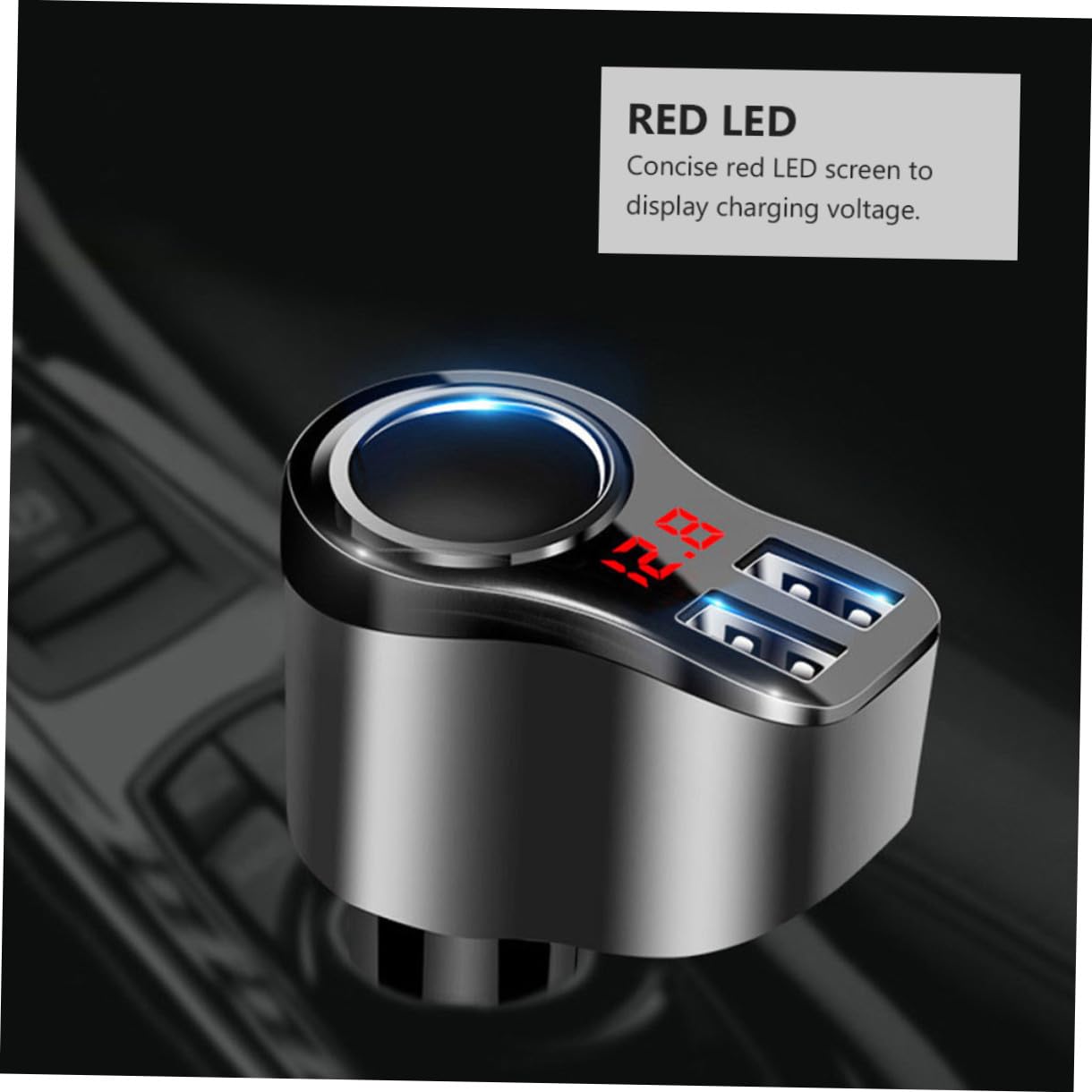 Cargador Rápido para Móvil de Coche con Doble USB y Pantalla LED Carcasa Metálica Resistente con Protección contra Sobrecarga Compatible para Múltiples Modelos
