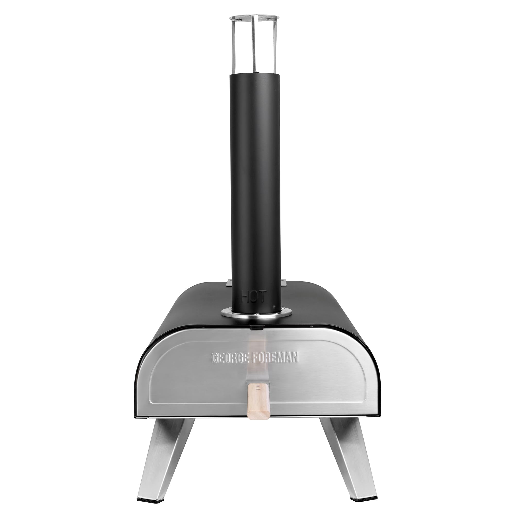 George Foreman Four à pizza portable d'extérieur à granulés de bois 30,5 cm noir avec pagaie et sac de transport pieds pliables GFWPPO1BPC