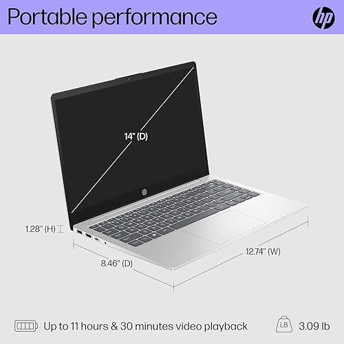 Miniatura 8 de HP Computadora portátil FHD de 14, Intel Quad-Core Pentium N200 (Beat i5-8250U), 16 GB de RAM, SSD de 1 TB, WiFi, cámara web, carga rápida, teclado