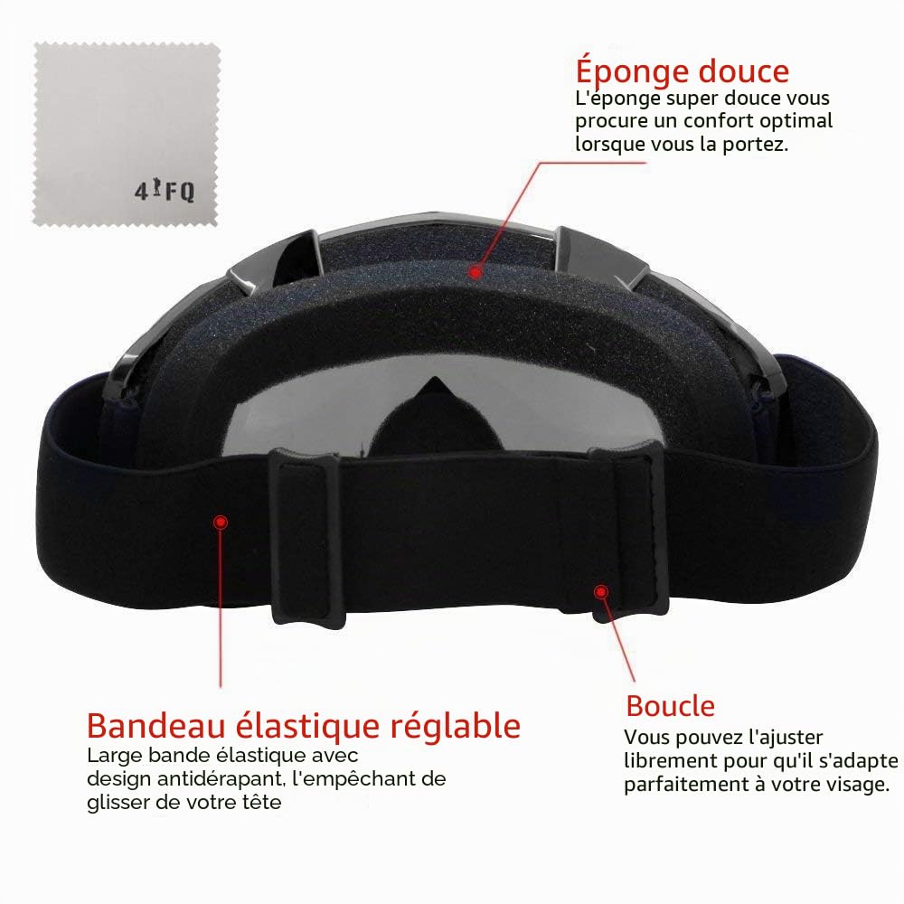 Lunette de Moto Cross, Lunettes de Protection de sécurité réglables, Lunettes de Ski anti-UV