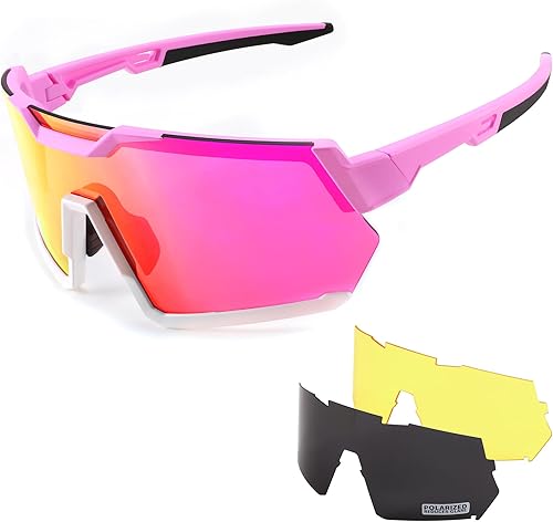 Miniatura 9 de FEISEDY Gafas de sol de ciclismo para hombres y mujeres, con 3 lentes intercambiables, TR90 gafas deportivas de béisbol para jóvenes y adolescentes