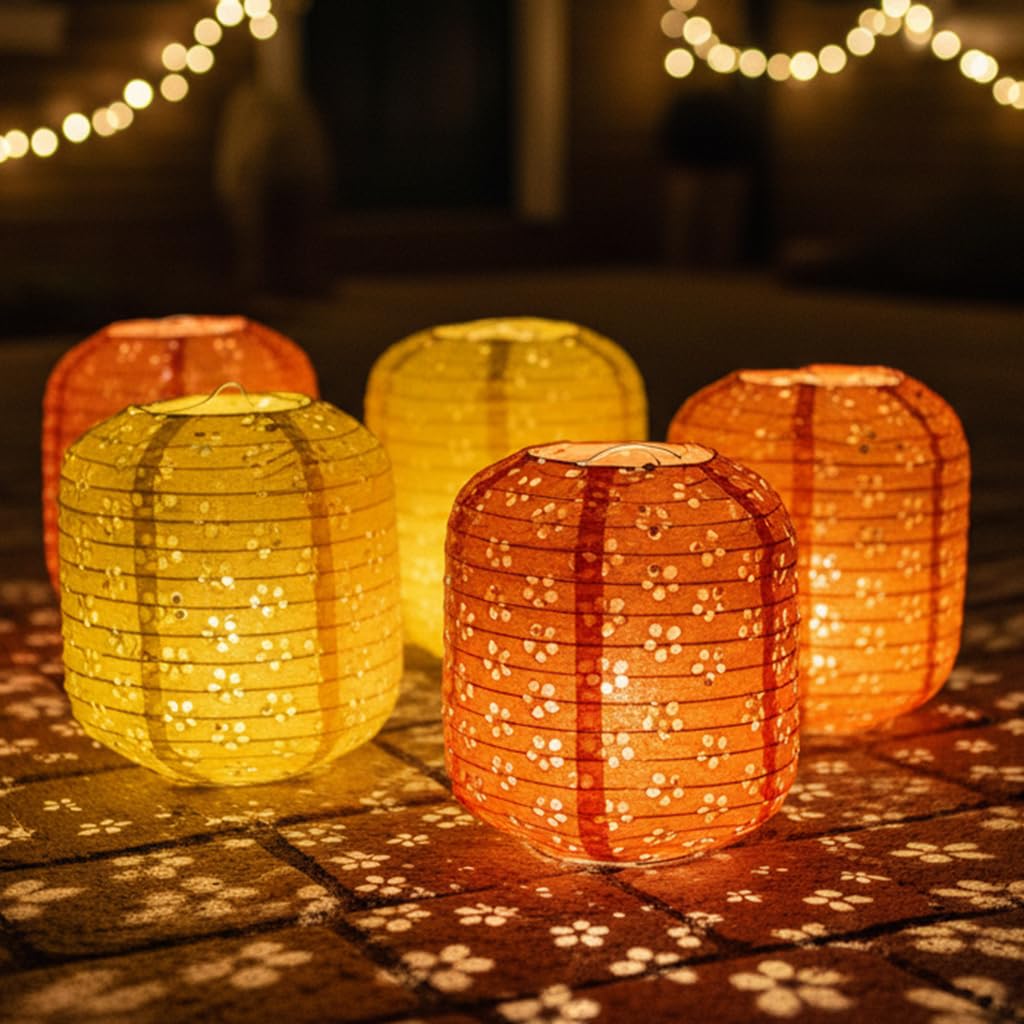 Paper Lantern with LED Light, Waterproof Chinese Hanging Paper Balls for Home Decoration with Iron Frame, Tassel and Walking Stick Oval Shape for Balcony Decoration, Party, Hotels, Stores-image-44