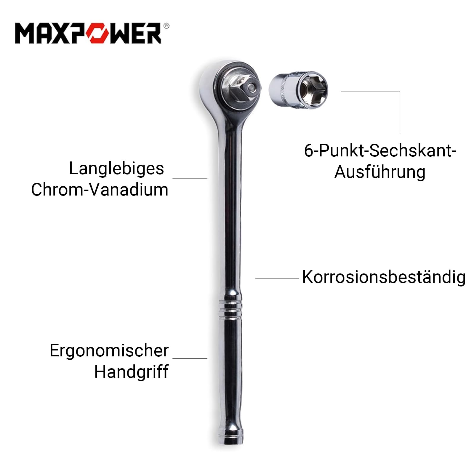16-teiliges Steckschlüssel-Set, 1/2" Antrieb, Metrisch 10-32 Mm – Tief, Chrom-Molybdän, Mit Aufbewahrungskoffer