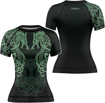 Viking Women's Short Sleeve Rash Guard Jiu Jitsu Compression Tops for MMA BJJ Grappling Gi No Gi