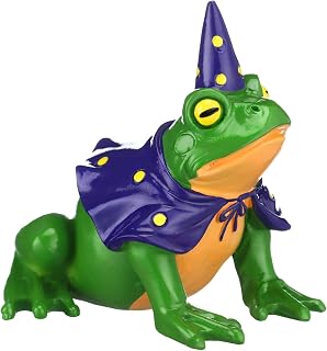 Wesiti Whimsical Frog Figurine with Wizard Hat, Resin Frog Statue 3.15'' Hand Painted Animal Statue Whimsical Fantasy Decor for Animal Lovers, Cubicle Shelf Desk Decor, Fantasy Home Decoration
