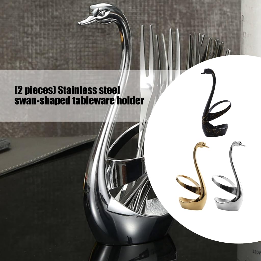 Práctico organizador de herramientas de cocina de acero inoxidable con forma de cisne