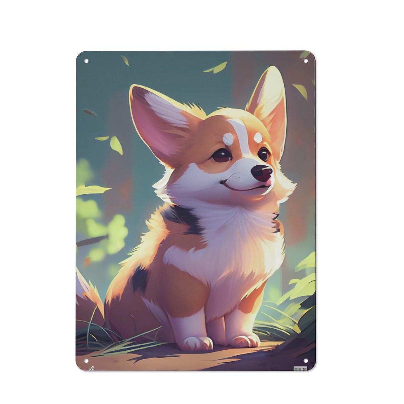 Junmoney Cute Corgi Dog Animal Vintage Tin Sign 40X30cm With For Living Room Or Hallway, For Living Room Decor Lovers