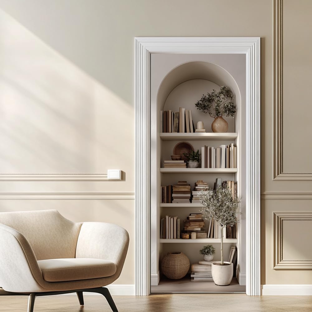 Arricraft 2 Autocollants Porte 3D PVC 80x200cm Motif Verre Peint Floral - Amovible Chambre Salon