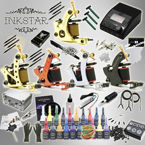 Tattoo Kit w/Traditional Coil Tattoo Machines TKI5CC20 Professional Hand Tuned Liner Shader - 8/10 Wrap Coils, Digital Power Supply, Crash Course Book, 2 Training Video Courses & More