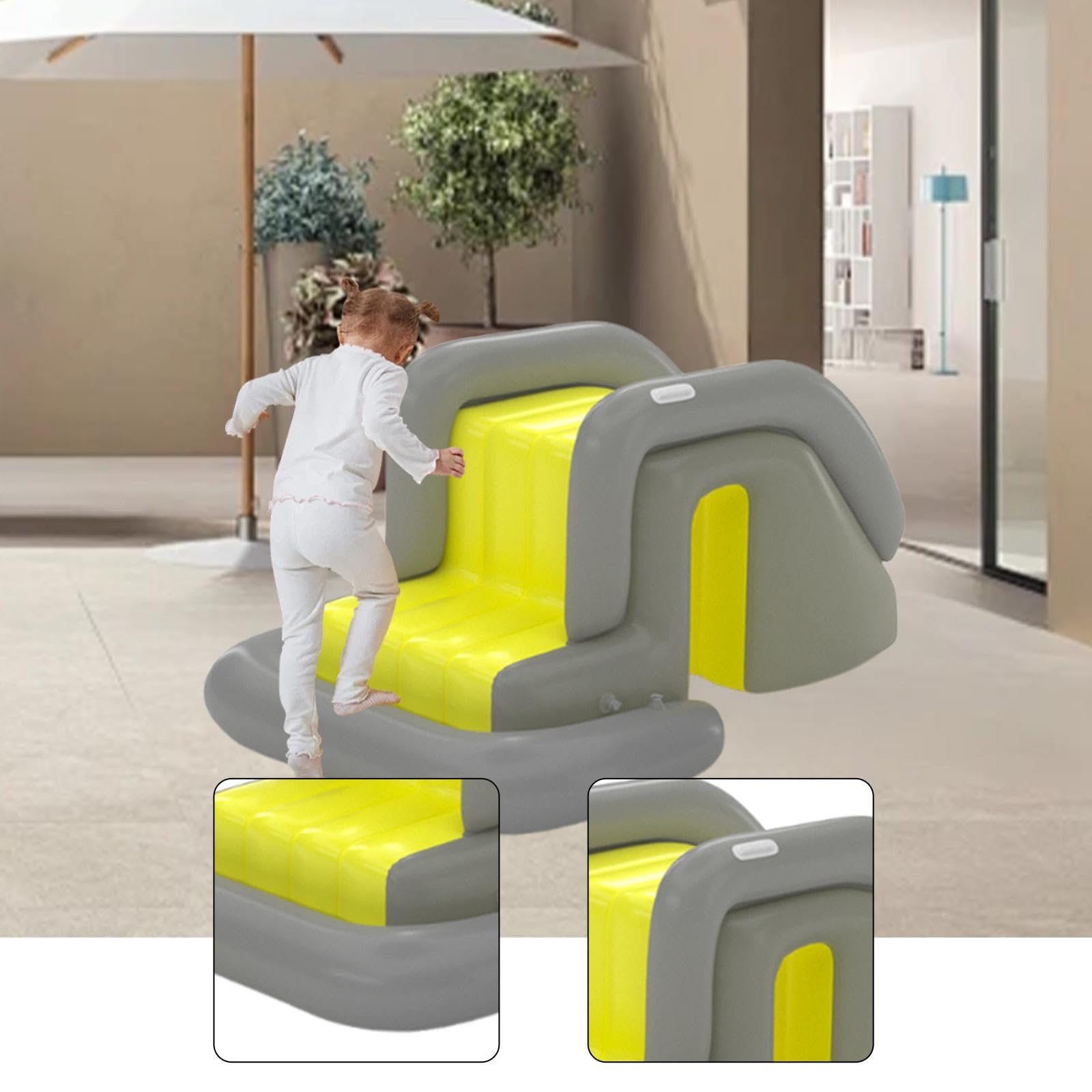 Tobogán Acuático Inflable para Piscina, Escalones Ensanchados, Centro de Juegos Inflable para Exteriores, Ideal para Parques, Jardines Y Fiestas de Ve, Amarillo