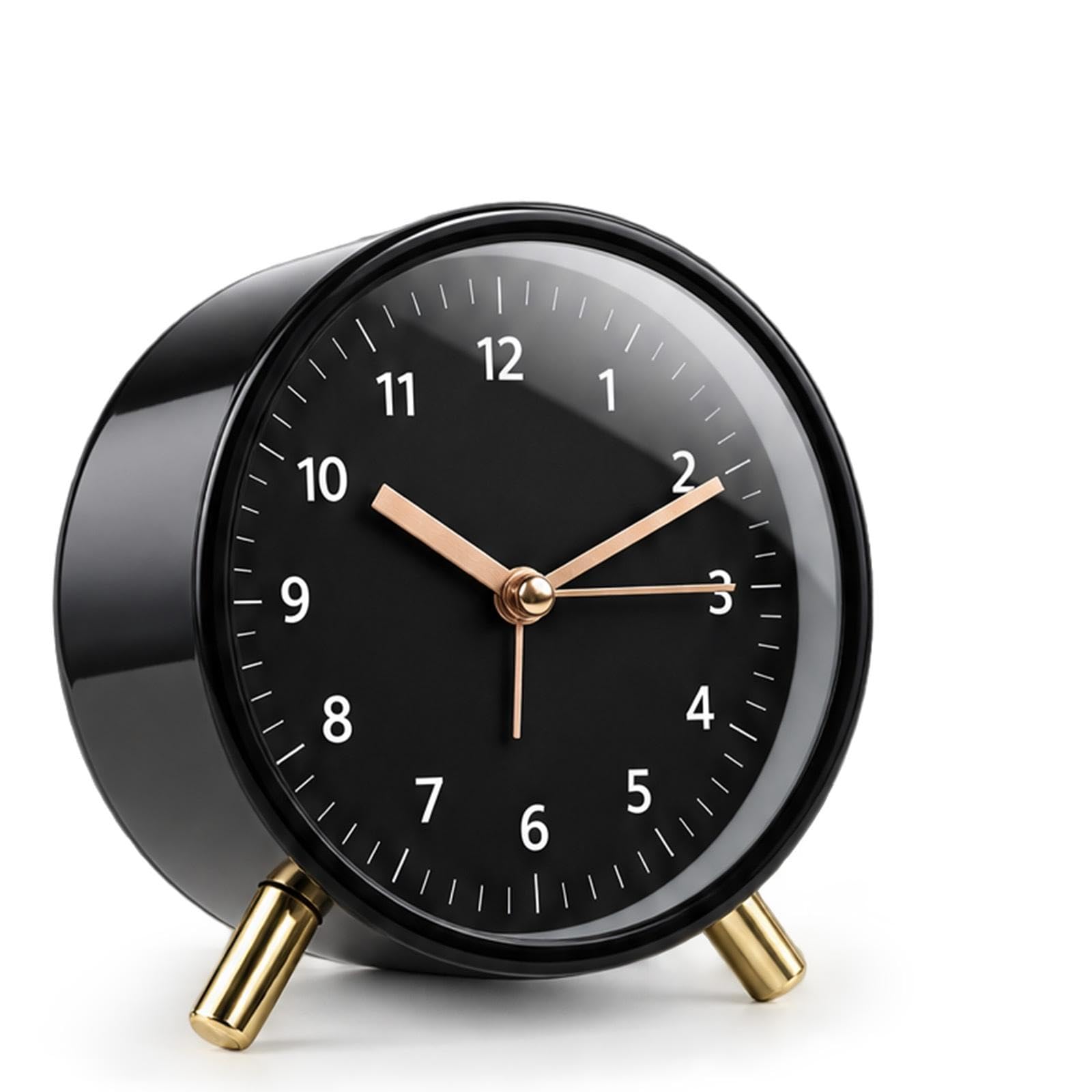 Aitsite Kids Analogue Alarm Clock with Night Light, Silent Non Ticking Black Bedside Loud Alarm Clock Battery Powered for Bedroom Bedside, Round Metal, Teen Kids Room Decor Back to School Gfits