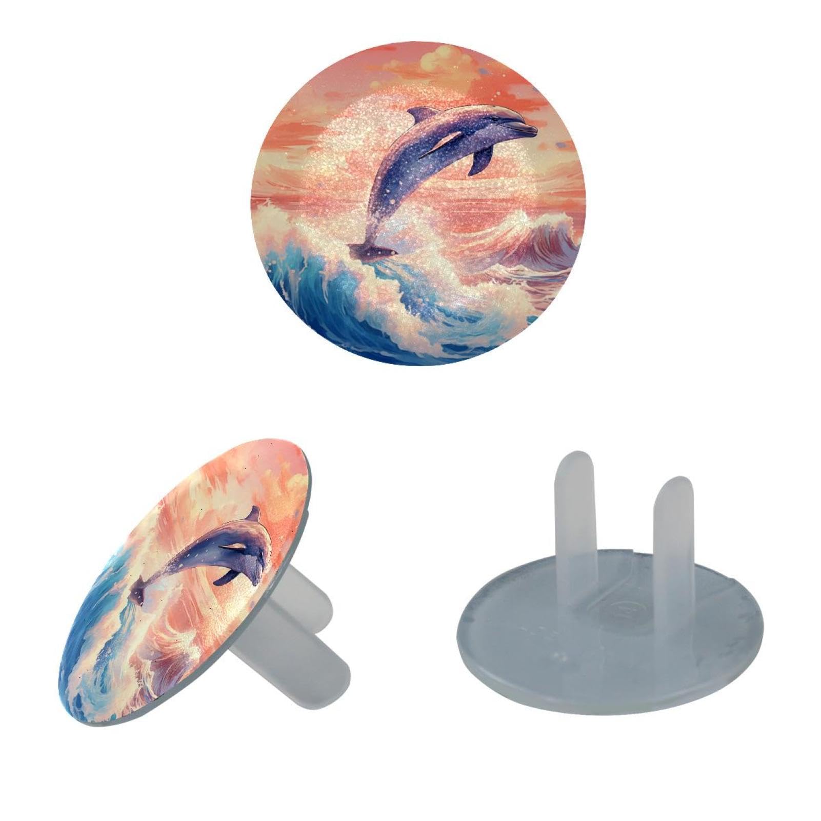 24 Packs Dolphin EChildproof Outlet Covers, lectrical Safety Socket Protection Caps, 2-Prong Power Wall Plate