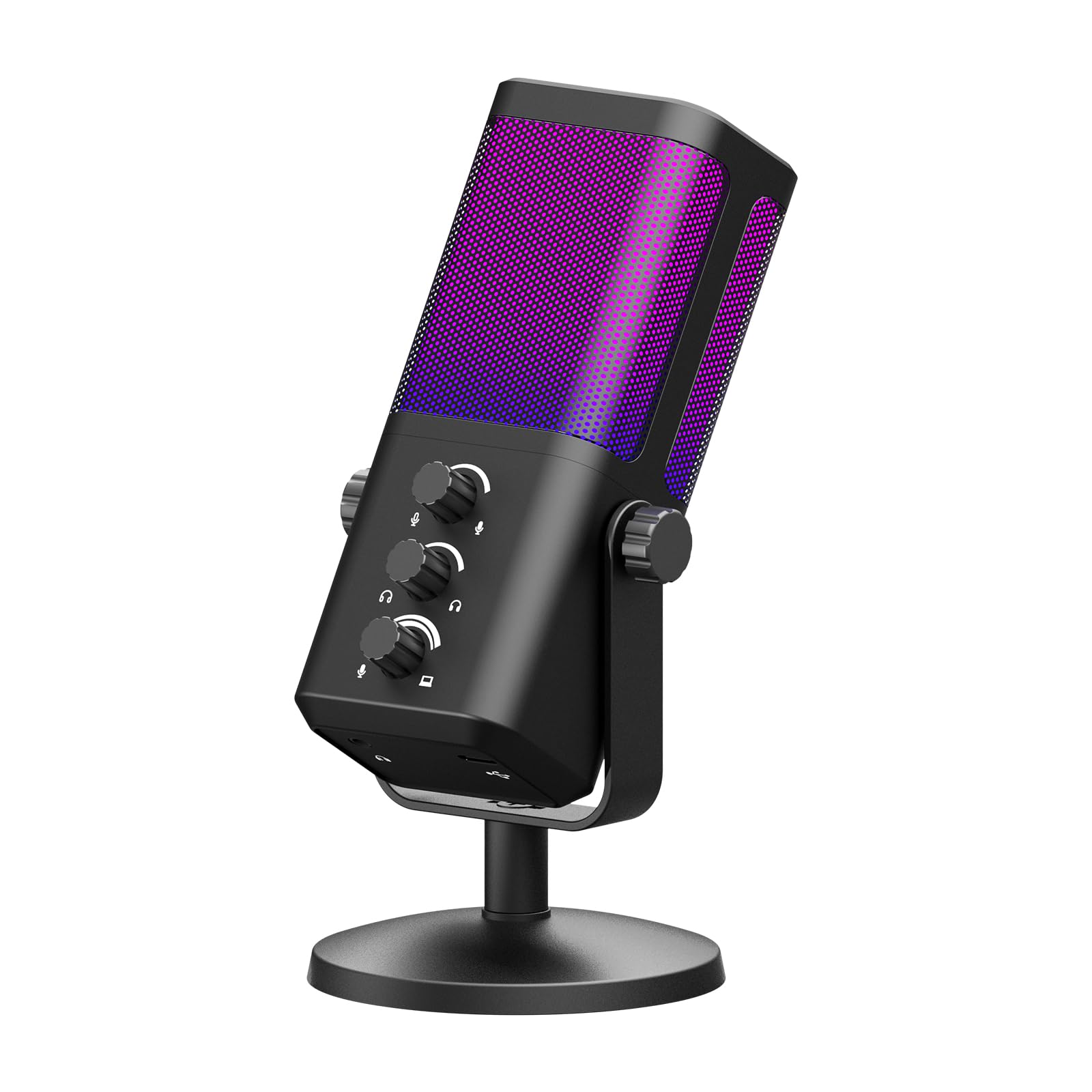 XTUGA M7 Microphone Dynamique pour Streaming Gaming avec éclairage RGB, Microphone à condensateur pour Ordinateur avec réduction du Bruit et Surveillance en Temps réel pour Podcast