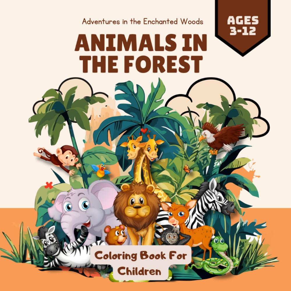Animals in the Jungle : Colouring book for toddlers about jungle animals. 54 pages of fun animals to colour